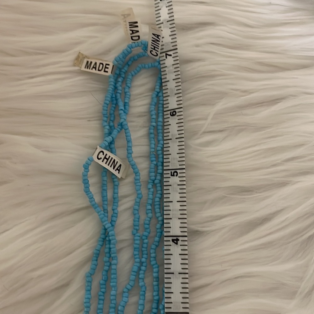 SOLD_Four (4) light blue mini beaded beach necklaces - layer or wear one - Picture 6 of 8